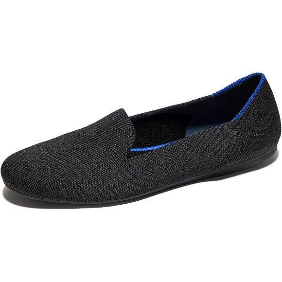 Rothy's Flat Shoes Women Black Knit Rounded-Toe Slip-OnMachine Washable Shoes